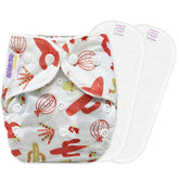 Reusable Baby Cloth Diaper with Adjustable Snap Buttons and Insert (1 Diaper & 2 Pcs Insert)